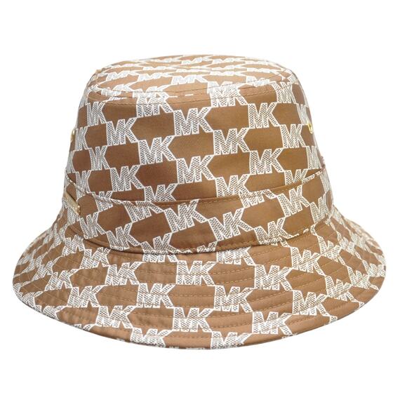 Michael Kors Logo Jacquard Embellished Bucket Hat Luggage Brown Nwt